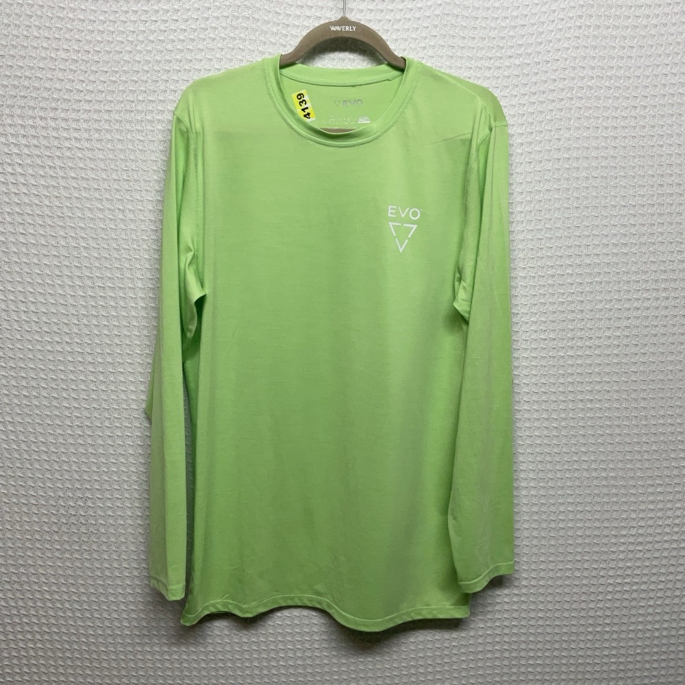 EVO Lime Green Top Men's Size Large UPF 50 Long Sleeve Rashguard Sun Shirt